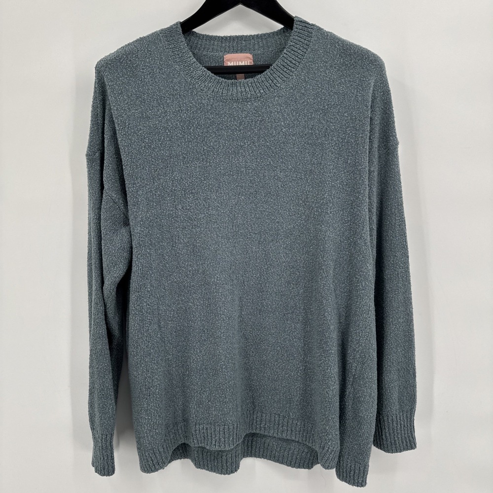 Show Me Your Mumu Women's Blue Atlas Sweater L/S Crew Neck Oversized Lightweight
